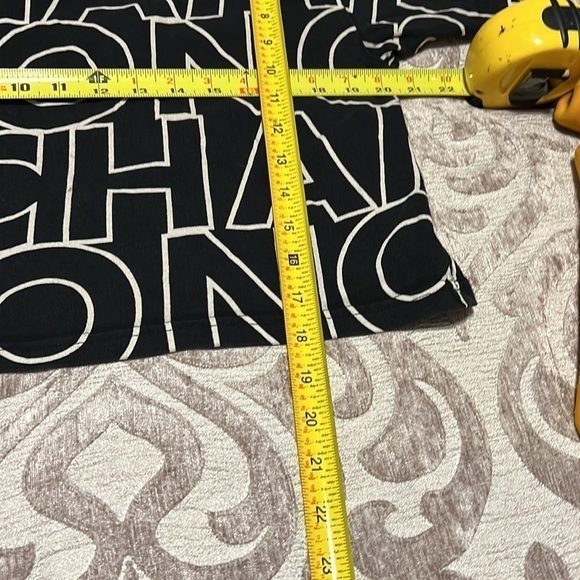 Women's Champion Heritage Cropped Tee, All Over Logo Big Block Text Outline Blac - Picture 9 of 11